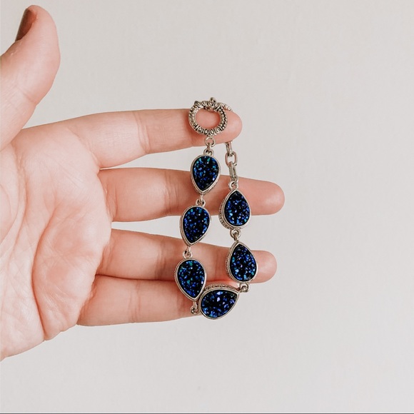 Jewelry - blue druzy stone silver bracelet